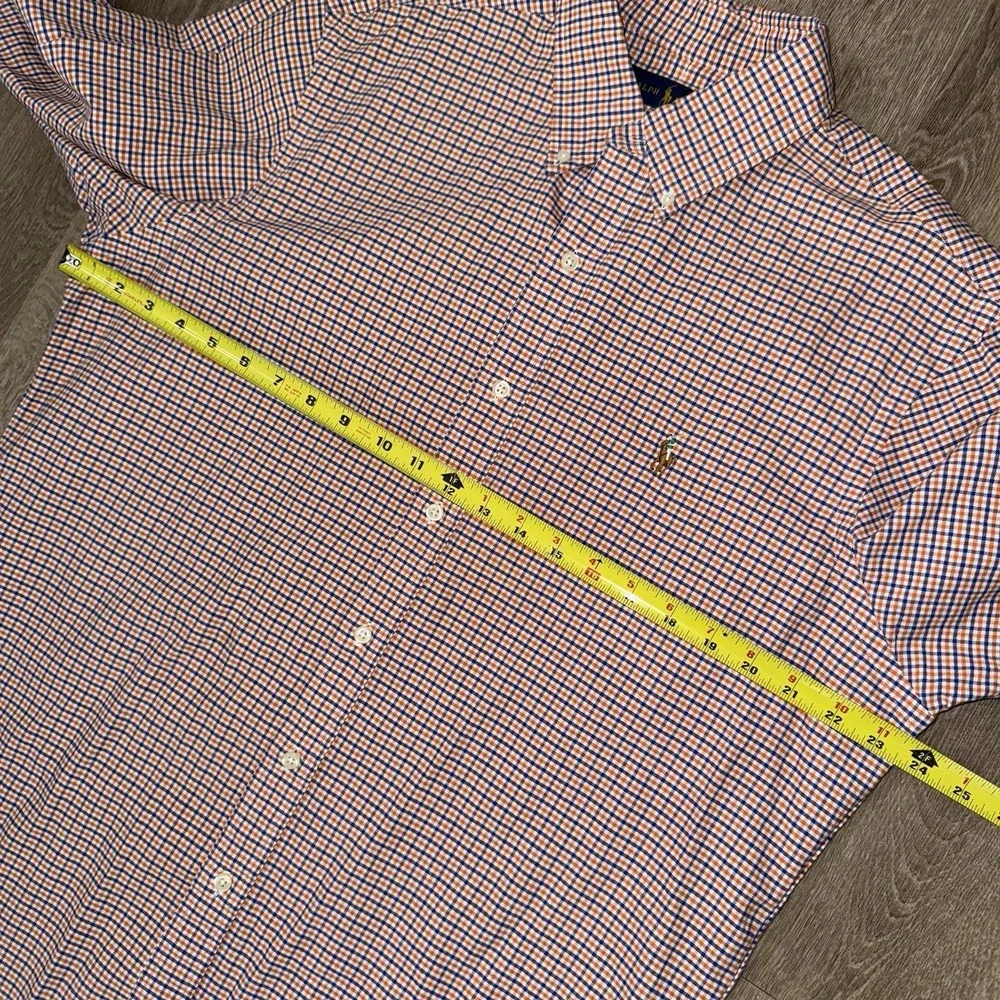Polo Ralph Lauren Long Sleeve Button Down Oxford Men's Large Orange Blue Check